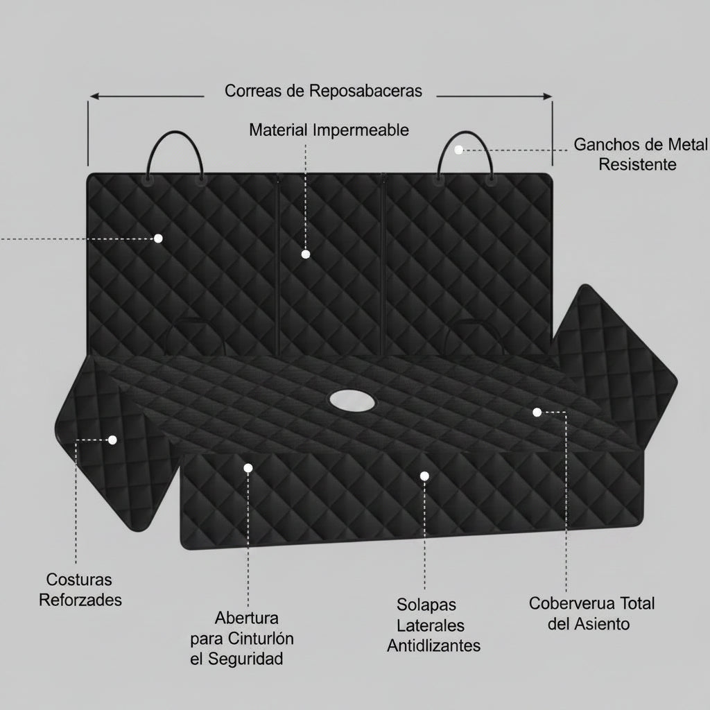 Protector impermeable para el asiento trasero del vehículo.